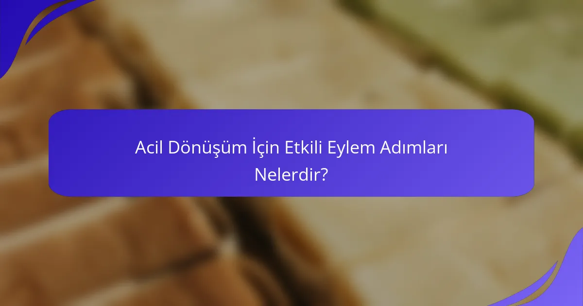 Acil Dönüşüm İçin Etkili Eylem Adımları Nelerdir?