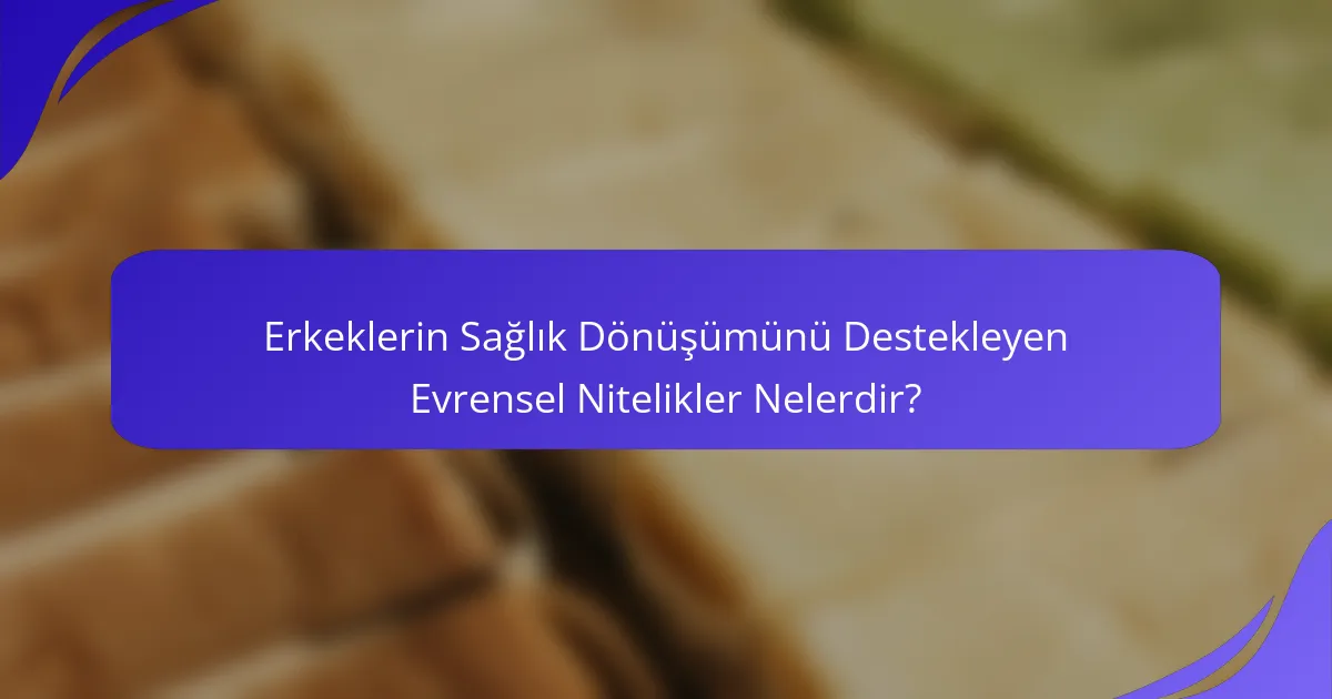Erkeklerin Sağlık Dönüşümünü Destekleyen Evrensel Nitelikler Nelerdir?