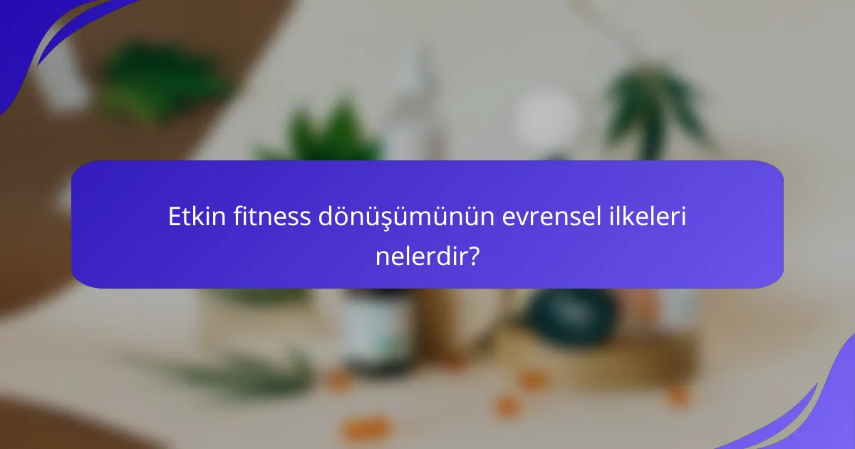 Etkin fitness dönüşümünün evrensel ilkeleri nelerdir?